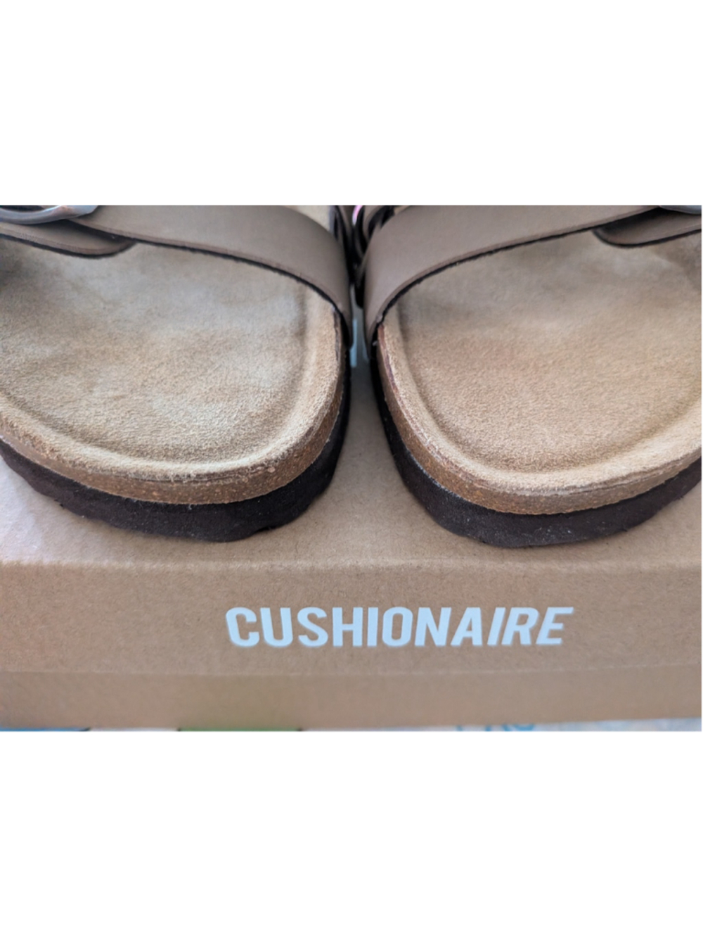NEW Cushionaire Lizzy Braided Double Buckle Cork Sandals Brown Size 8.5M Comfort - Picture 9 of 13